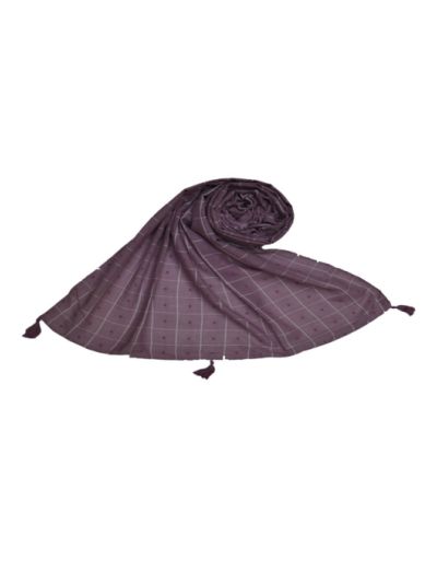Box Checkered Designer Work Hijab - With 4 Sided Fringe's On The Border