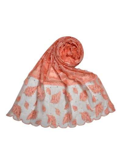 Diamond Studed - Big Leaves On Net - Big Box Multi Design Checkered On The Hijab