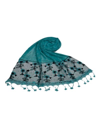 Diamond Studed - Designer Black Embroidered Design With Exclusive Fringes