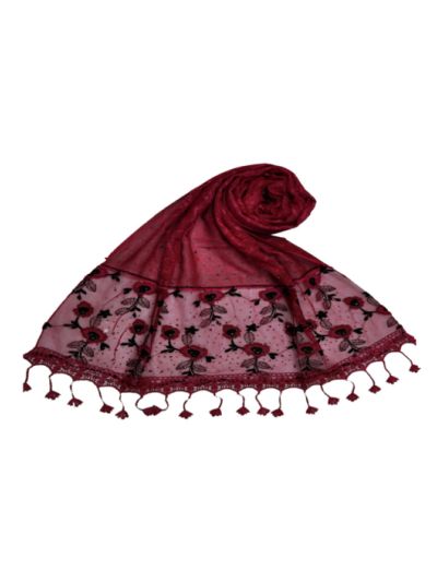 Diamond Studed - Designer Black Embroidered Design With Exclusive Fringes