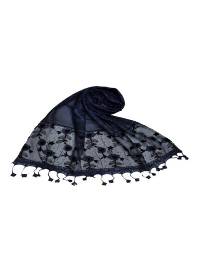 Diamond Studed - Designer Black Embroidered Design With Exclusive Fringes