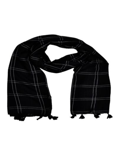 Designer Elegant Big Box Checkered Hijab With Multiple Fringe's