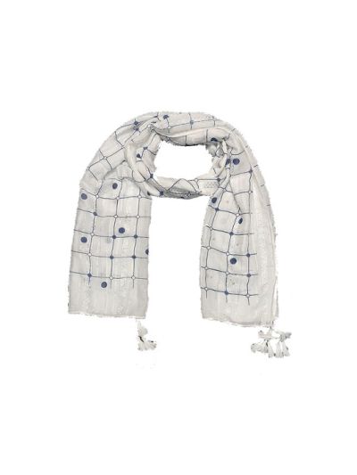 Box Checkered With Moti and Self Embroidered Design Stole
