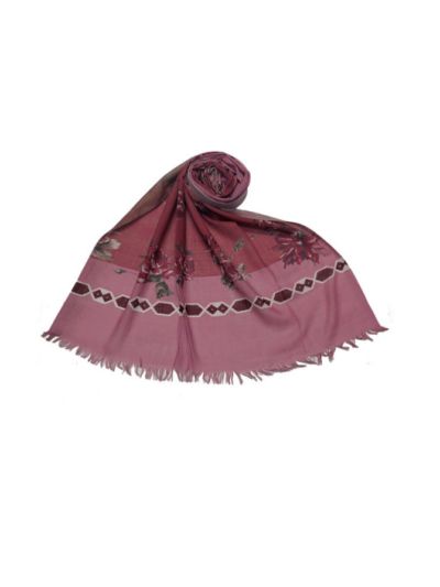 Flower and Border Printed Scarf