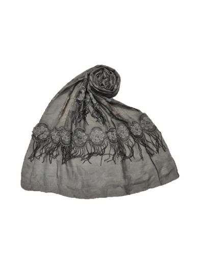 2 Sided Big Flower Border With Fringe's and Golden Diamonds Studded On The Stole
