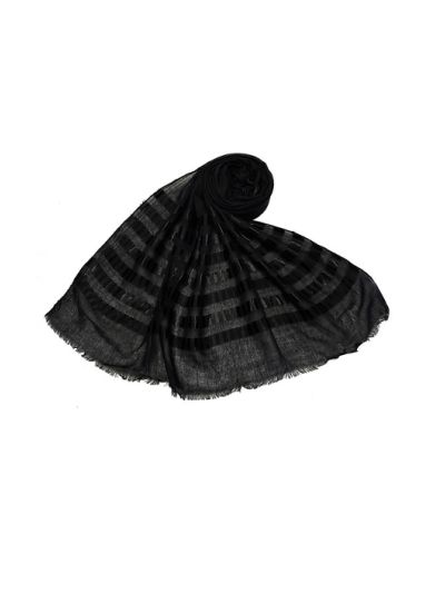 Black Self Embroidered Liner Stole