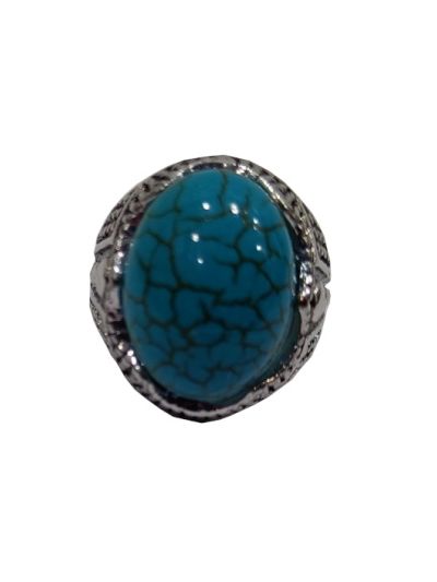 Turquoise Blue Men's Ottoman Oval Design Ring