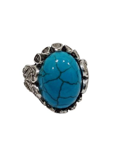 Turquoise Blue Men's Ottoman Oval Design Ring