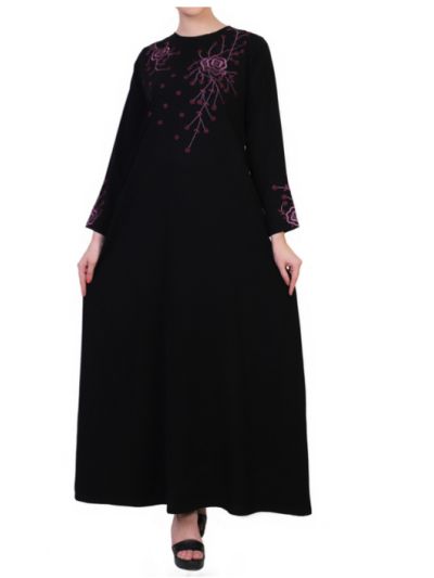 Modest Dress With Embroidery Work