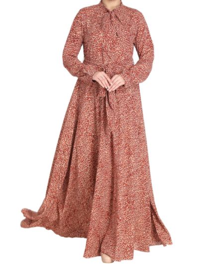 Cheetah Print Modest Dress With Extra Flare