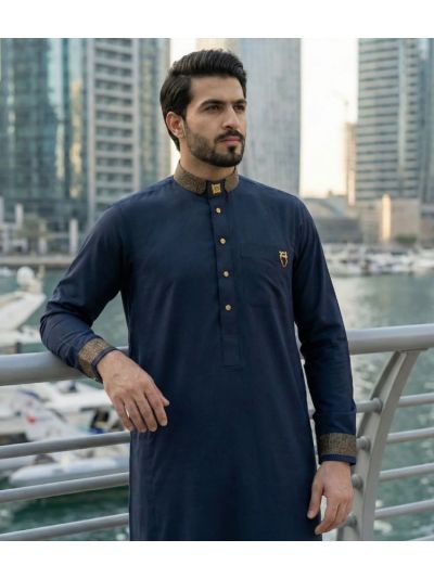 Al Noor Platinum Navy Blue Thobe
