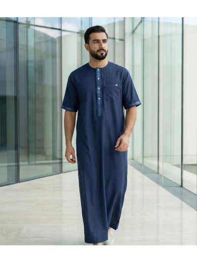 Al Noor Half Sleeves Navy Blue Thobe