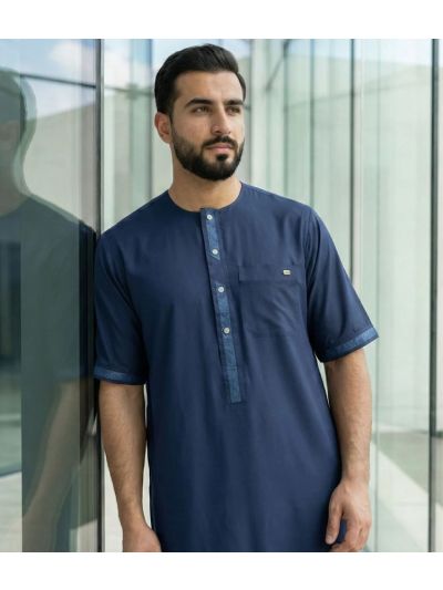 Al Noor Half Sleeves Navy Blue Thobe