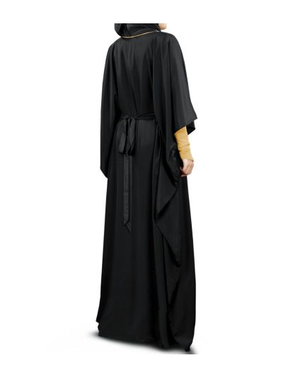 Nelam Gold Cut Black Abaya Kaftan