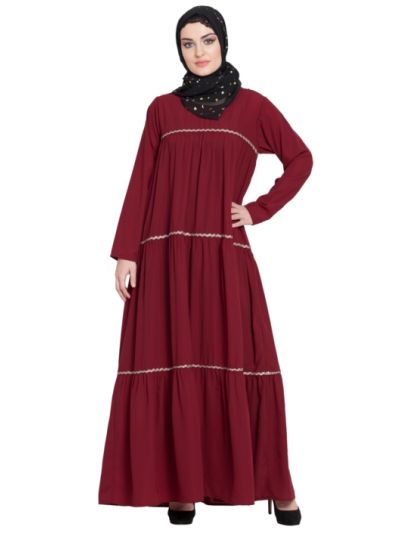 Zig Zag Lace Flare Abaya