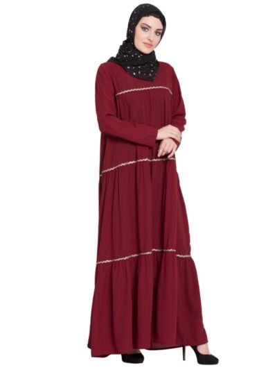 Zig Zag Lace Flare Abaya