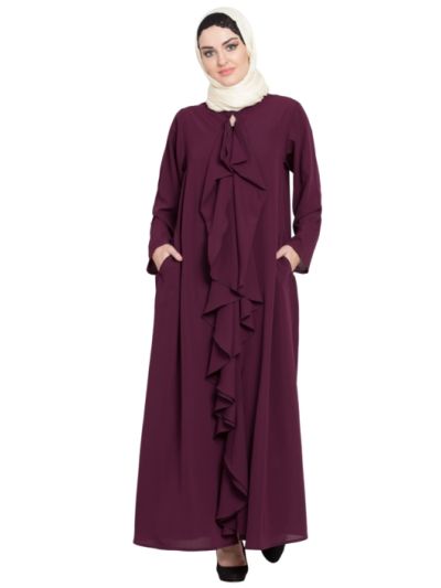 Front Open Frill Shrug Cum Abaya