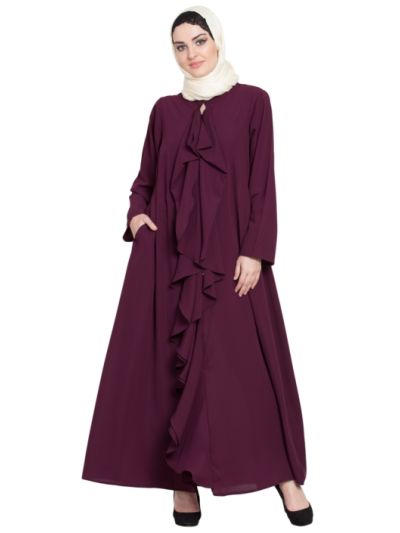 Front Open Frill Shrug Cum Abaya