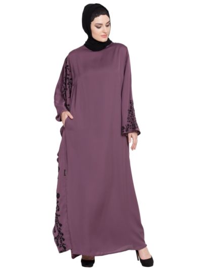 Embroidered Butterfly Sleeve  Party Nida  Abaya