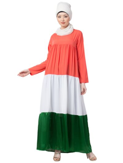 Tricolor Four Gathered Layer Abaya