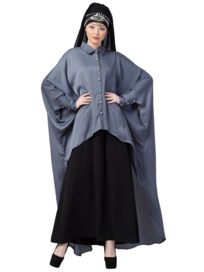 Front Open Shirt Kaftan With Inner Casual Abaya