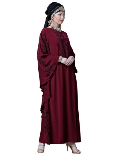 Embroidered Butterfly Sleeve Party Abaya