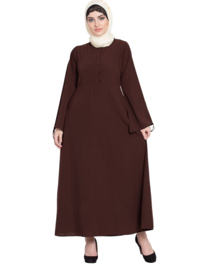 Front Placket Till Waist Casual Abaya