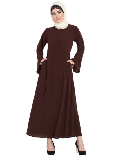 Front Placket Till Waist Casual Abaya