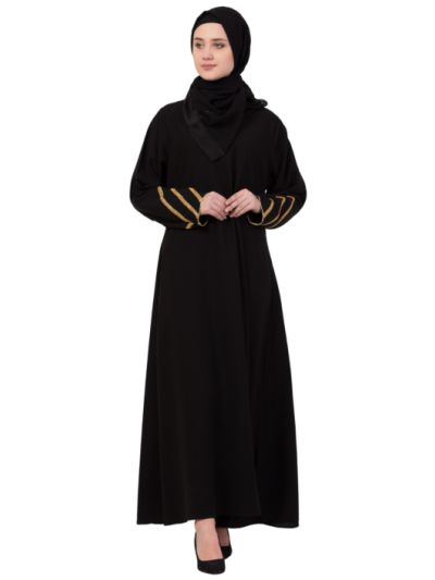 Golden Triangle Lace at Sleeve Casual Abaya