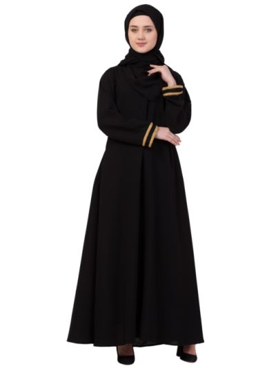 Golden Lace at Sleeve Casual Abaya