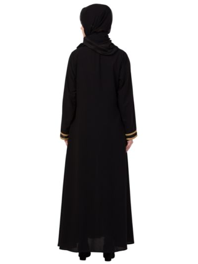 Golden Lace at Sleeve Casual Abaya