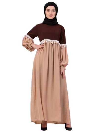 two color lace gathered Abaya