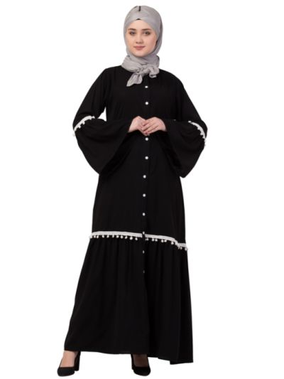 Bell Sleeve Front Open gathering Abaya