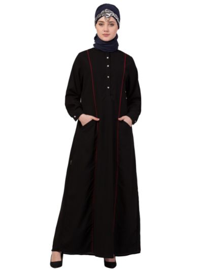 Princess Seam Contrast Piping Executive Abaya