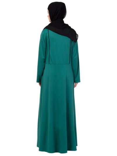 Contrast Piping Flare Knits Abaya