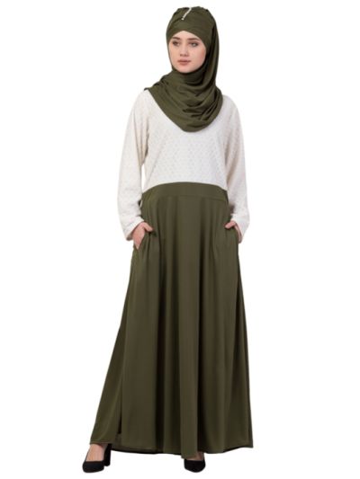 Lace Body Solid Skirt Two Color Abaya