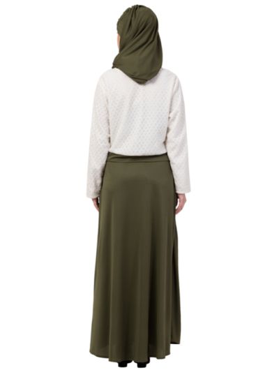 Lace Body Solid Skirt Two Color Abaya