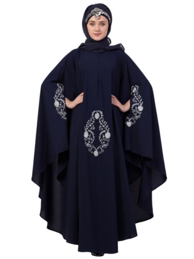 Silver Zari Embroidered Irani Nida Kaftan