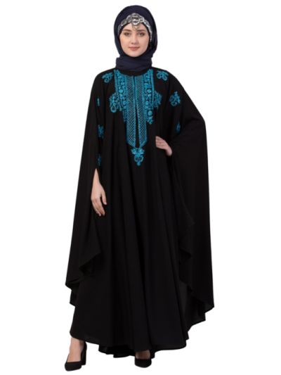 Contrast Zari Embroidered Irani Kaftan