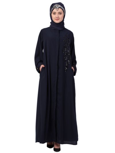  Hand Embroidered Front Open Abaya