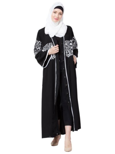 Front Open Embroidered Abaya