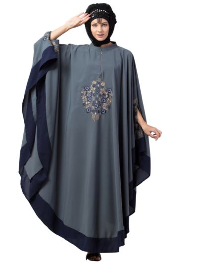 Embroidered Irani Kaftan with Contrast Band
