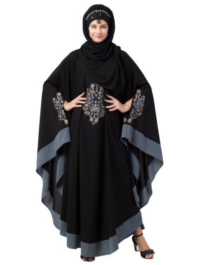 Embroidered Irani Kaftan with Contrast Band