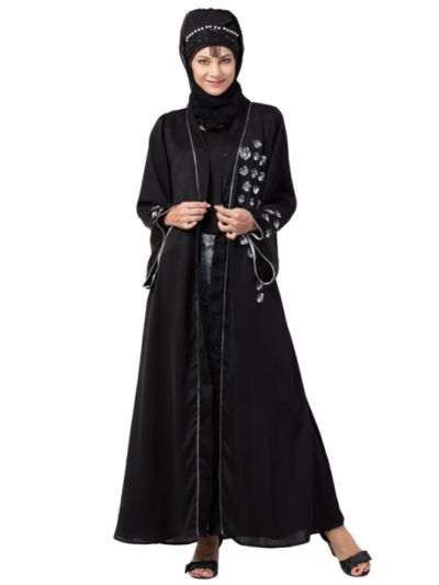 Front open Hand embroidered Nida Dubai Kaftan