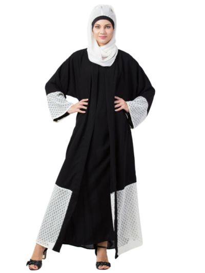 Embroidered Abaya with Front Open Jacket