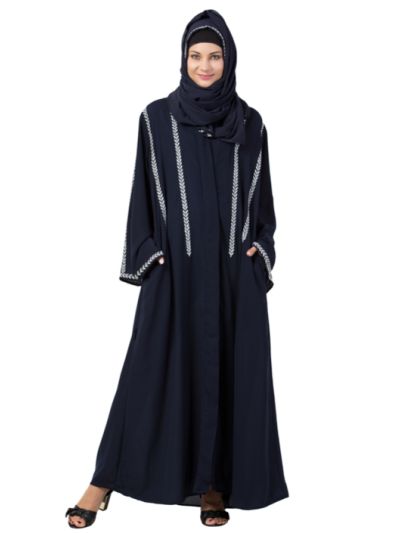 Front open with embroidered Abaya