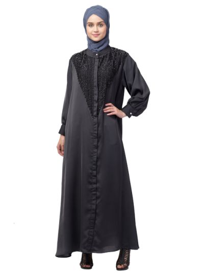 Diamond Beads Front open Abaya