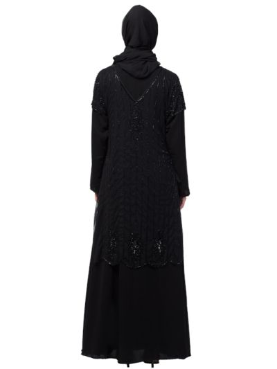 Two Piece Front & Back Fully Beaded Party Abaya
