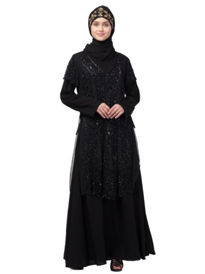 Two Piece Front & Back Fully Beaded Party Abaya