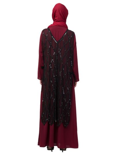 Two Piece Front & Back Fully Beaded Party Abaya